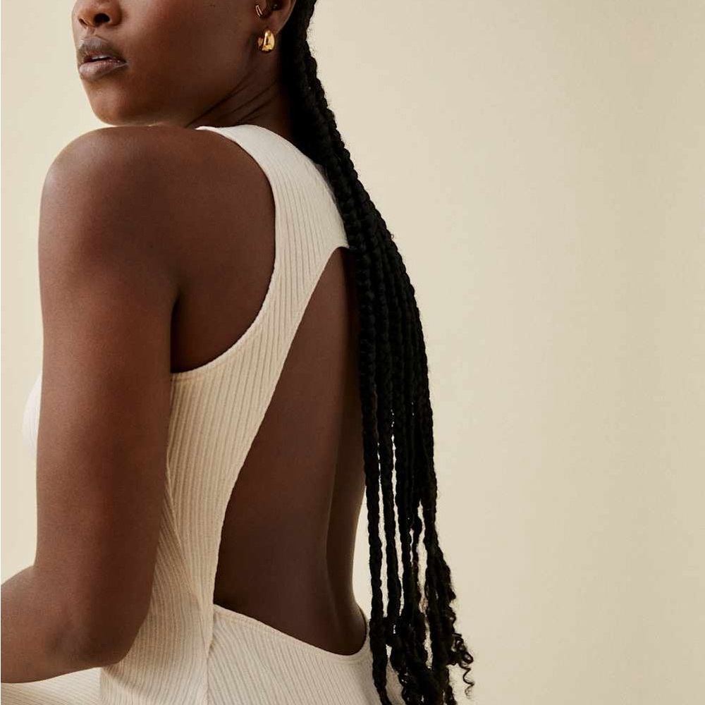 Reformation Candice Ribbed Open Back Maxi Dress S